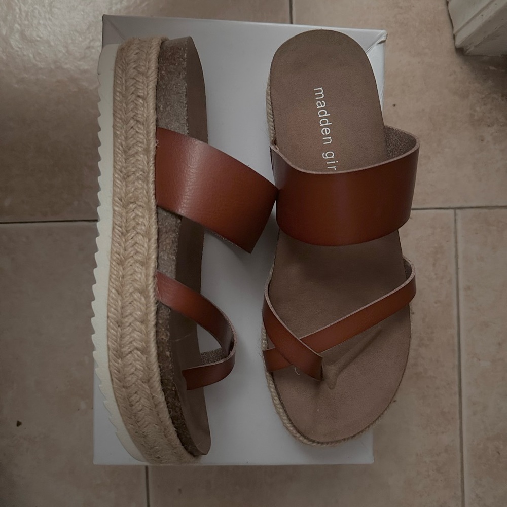 Madden Girl Cheryl Slide Espadrille Cognac Sandals